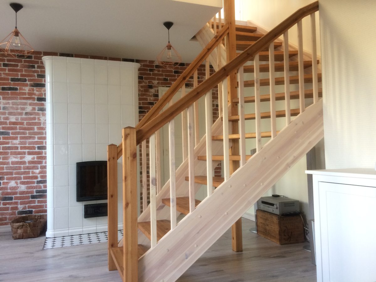 Custom-made wooden staircase in a private house