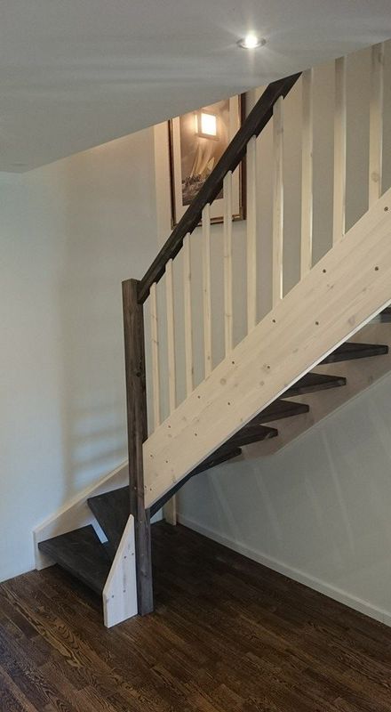Glass railing and wooden handrail