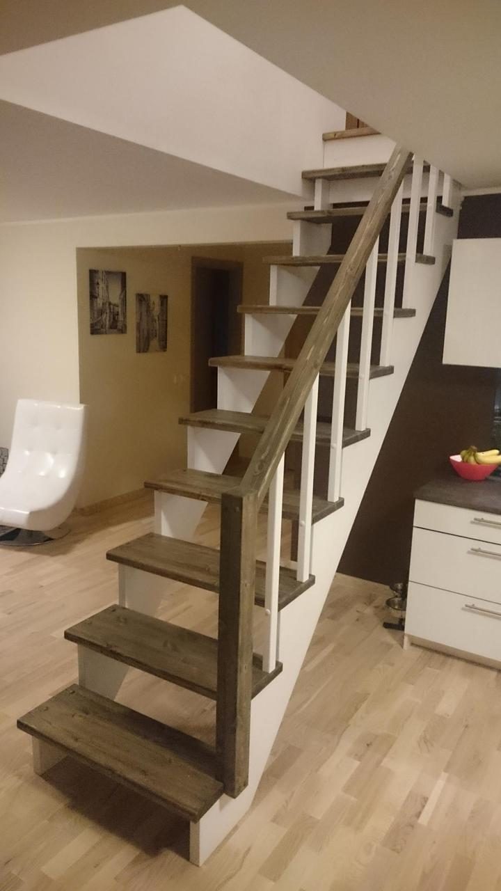 Wooden interior staircase in a private house